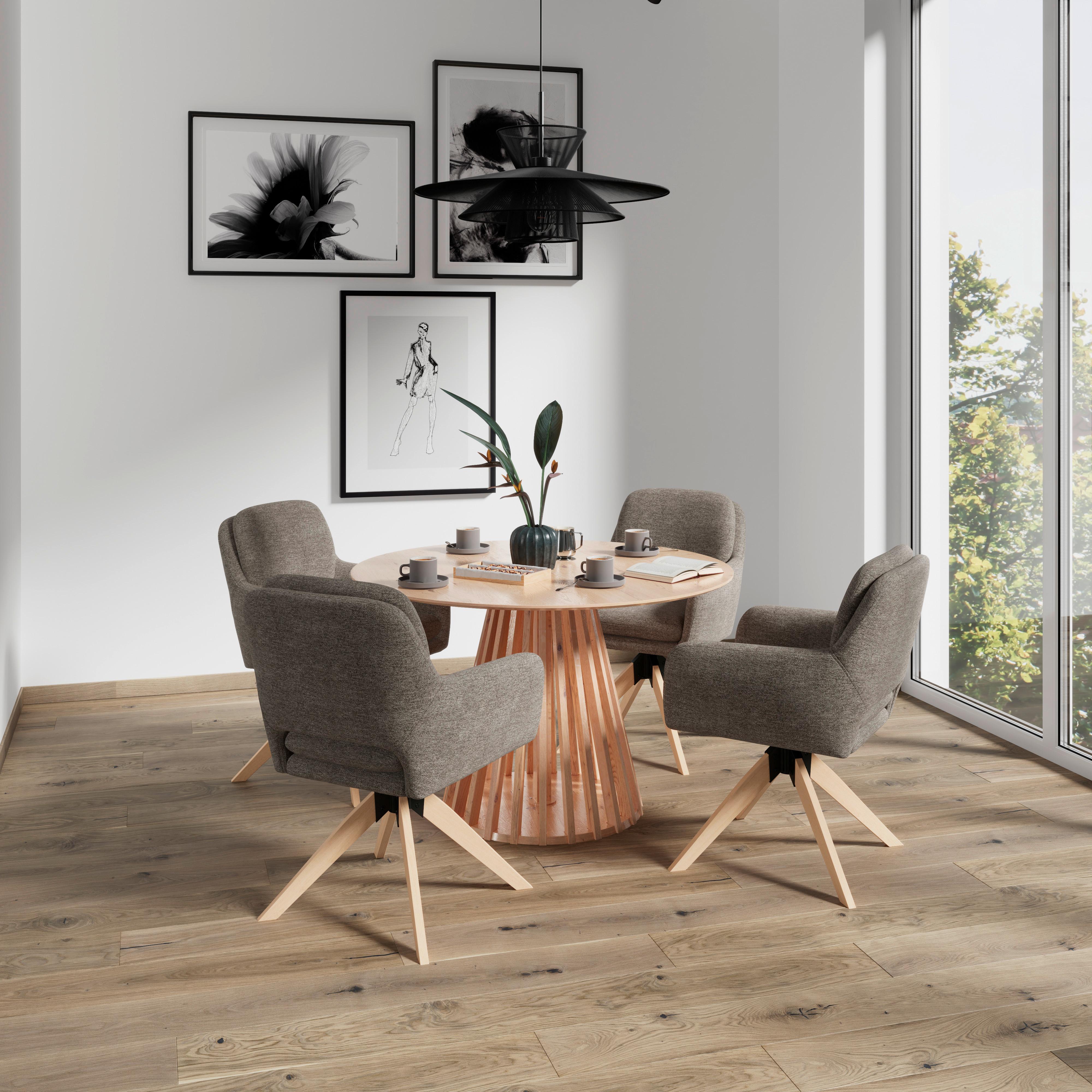 Židle s područkami Adrien, hnědá - přírodní barvy/hnědá, Moderní, kov/dřevo (64/59/92cm) - Bessagi Home