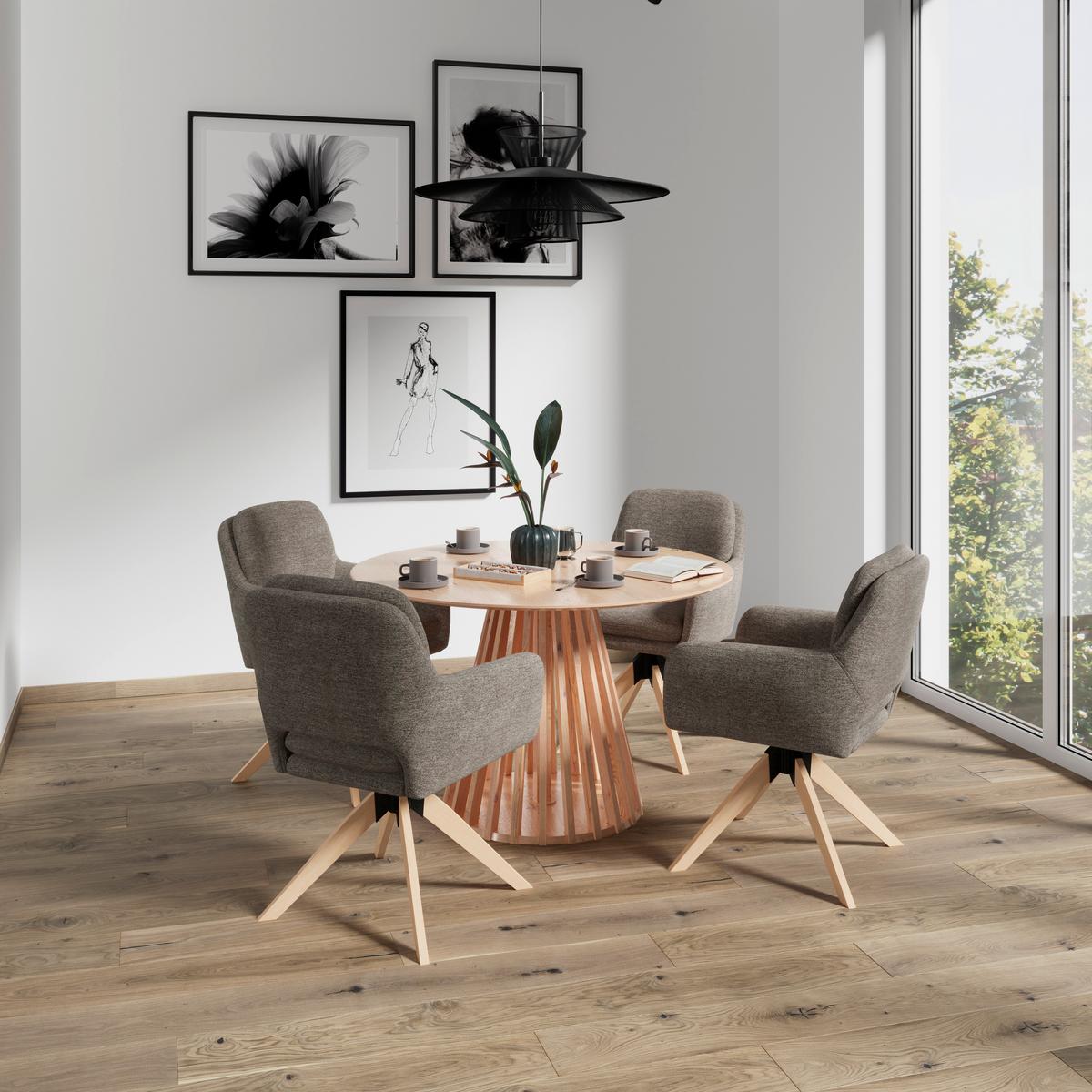 Židle s područkami Adrien, hnědá - přírodní barvy/hnědá, Moderní, kov/dřevo (64/59/92cm) - Bessagi Home