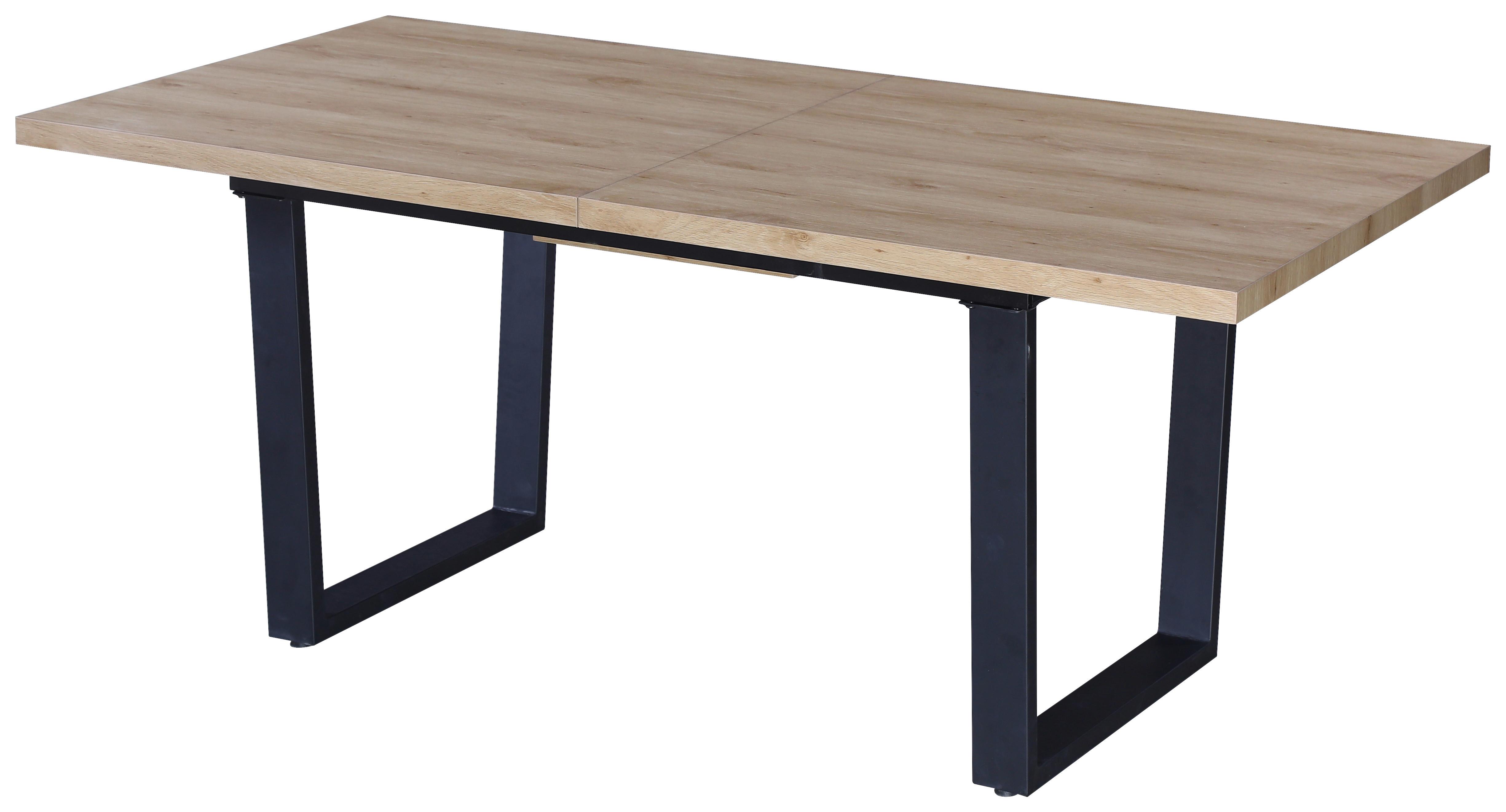 Rozťahovací Stôl Rudi 180 Az - prírodné farby/čierna, Moderný, kov/kompozitné drevo (180 - 220/75/90cm)