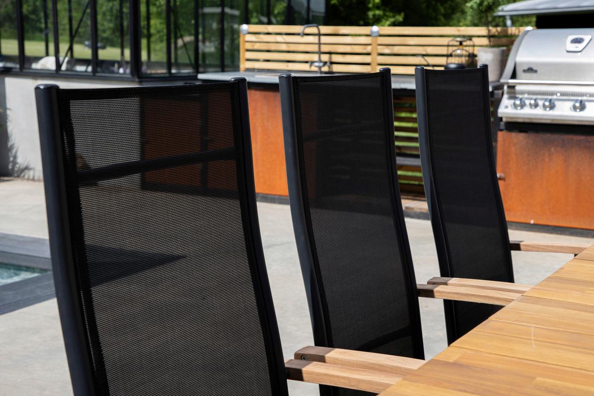 Gartensessel-Set 2-Tlg. Panama Metall/Textil - Schwarz/Naturfarben, KONVENTIONELL, Textil/Metall (60/110/75cm) - Gardenson