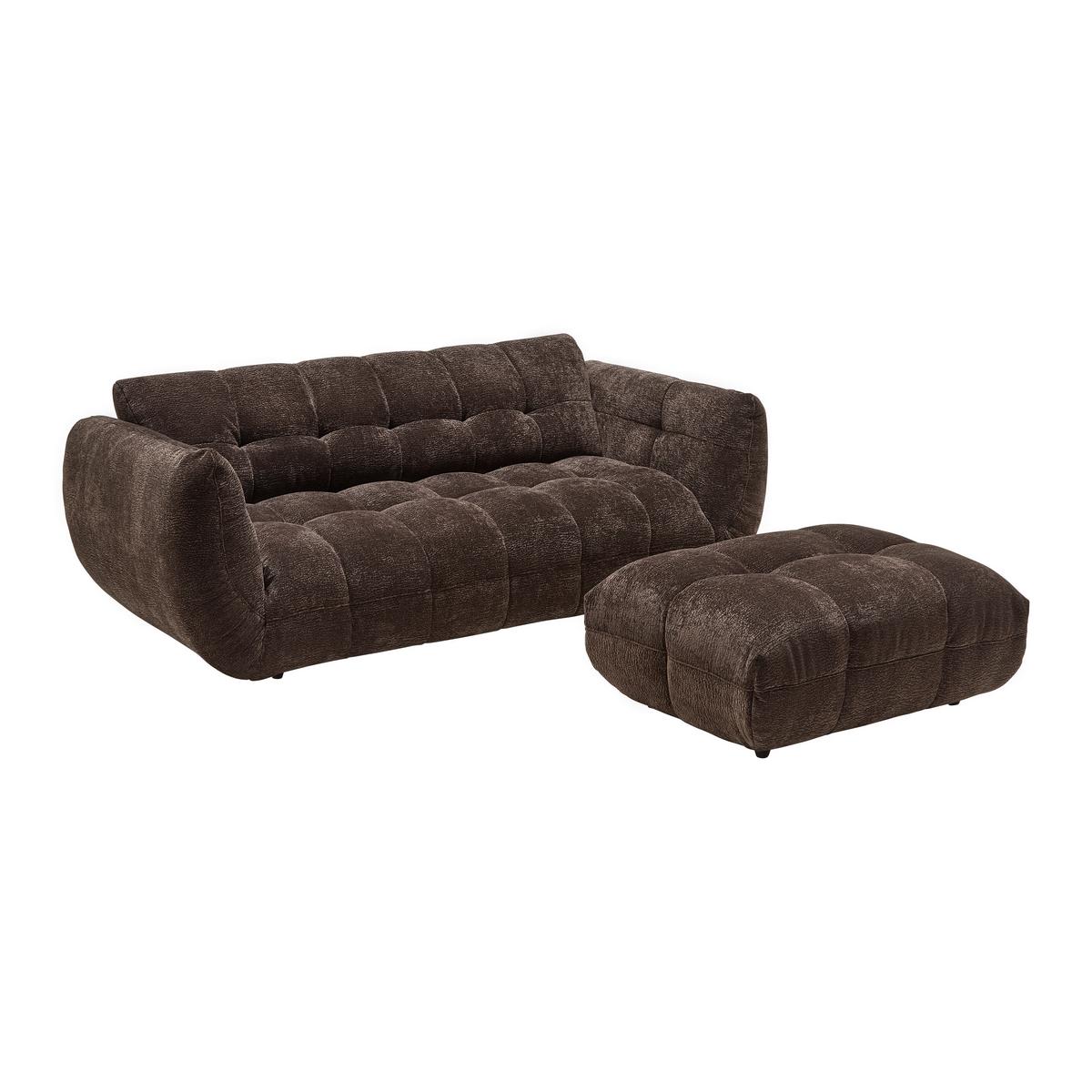 Veľká pohovka PANDA, tmavohnedá ženilka - čierna/tmavohnedá, Modern, textil/plast (218/81/104cm) - Mömax