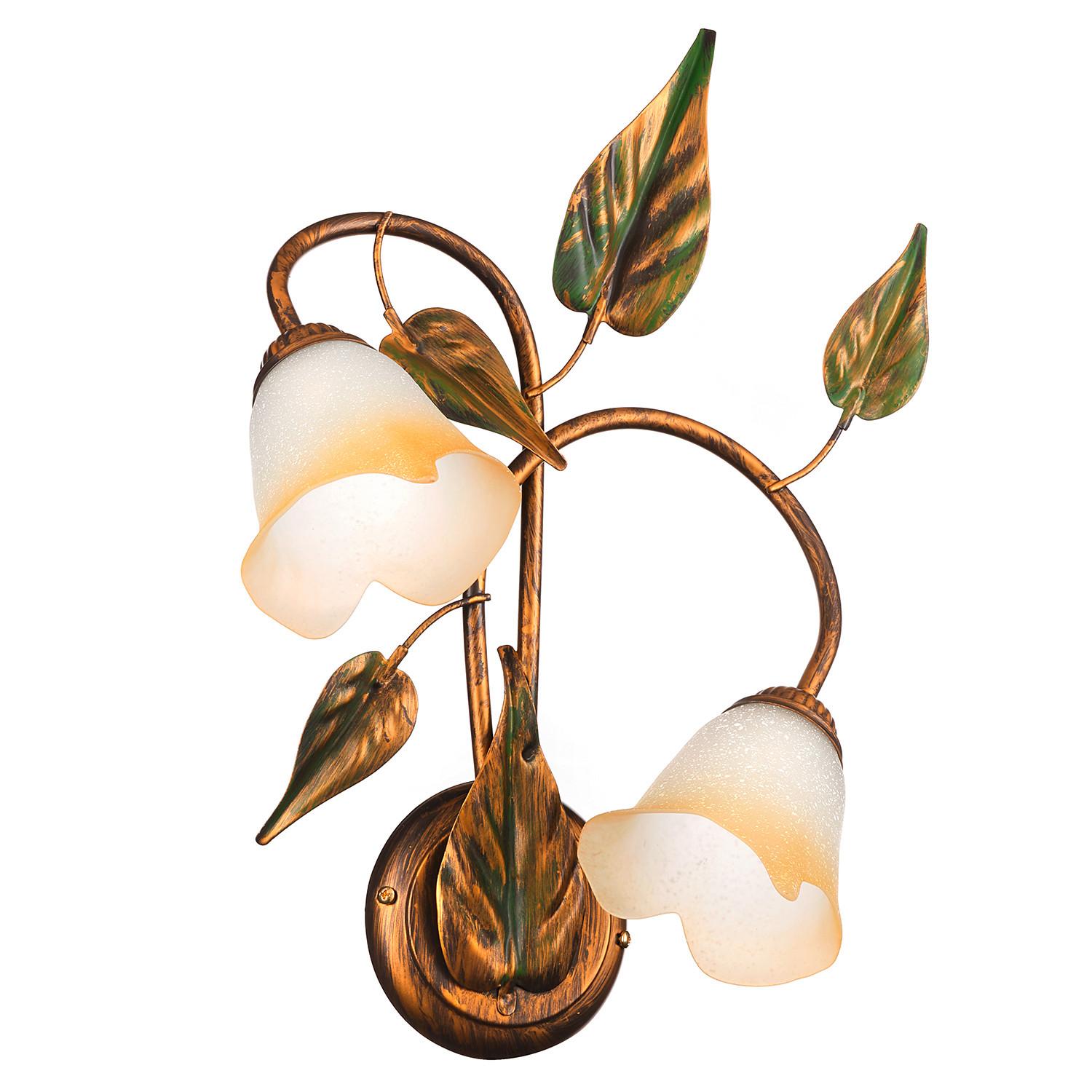 Wandleuchte 4620/ap2 - Bronzefarben/Olivgrün, Natur, Glas/Metall (40/48cm)