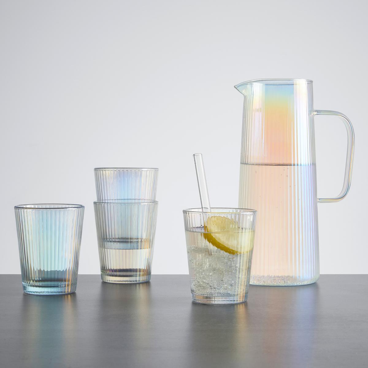 sada sklenic džbán 1,2L + 4 sklenice - vícebarevná, Konvenční, sklo - Modern Living