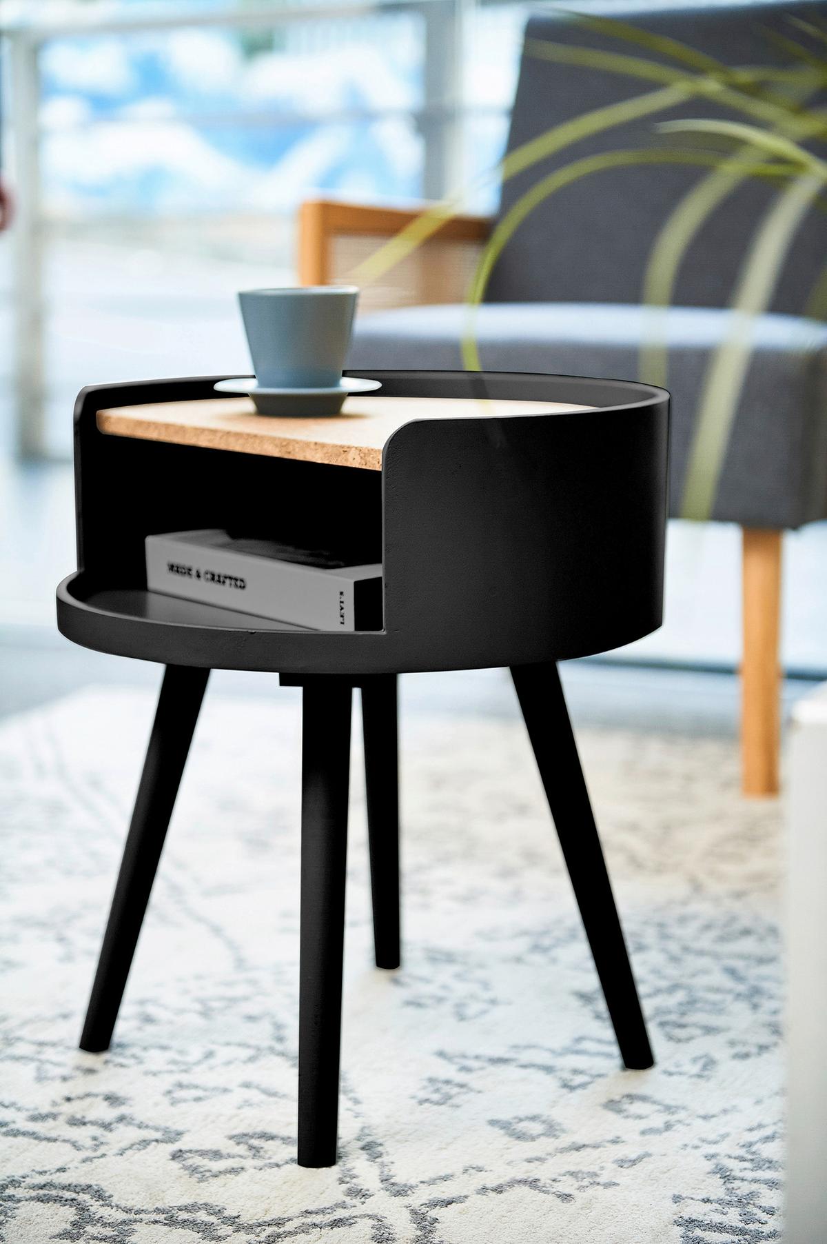 Beistelltisch Naturfarben/Schwarz B: 40 cm - Schwarz/Naturfarben, Design, Holz/Holzwerkstoff (40/40/46cm) - Livetastic