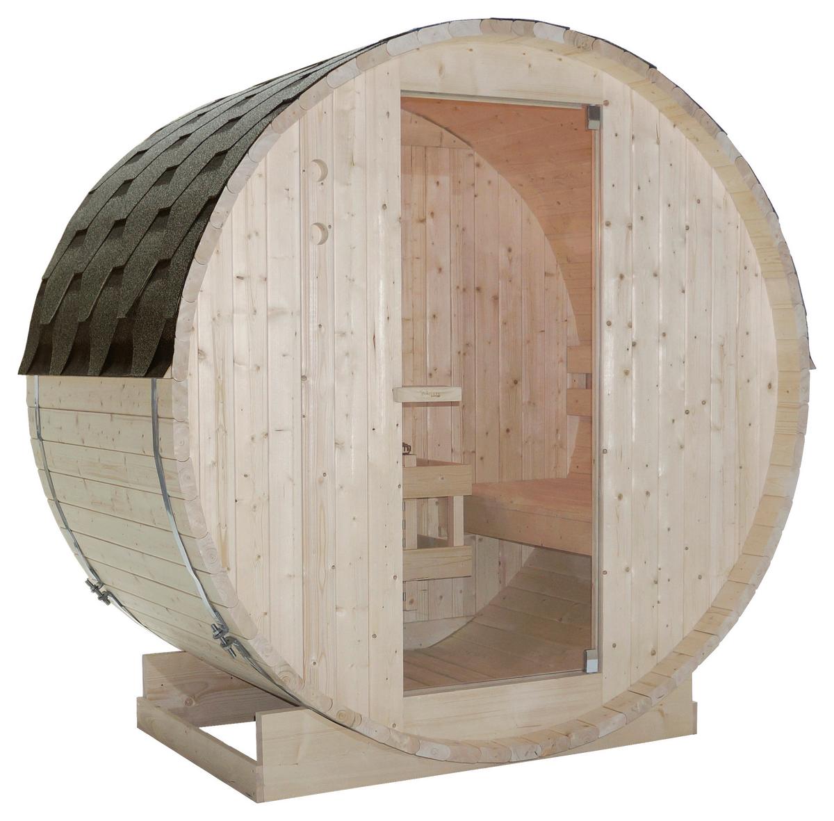 Saunafass Tromsö Fichtefarben B: 120 Cm - Fichtefarben, KONVENTIONELL, Glas/Holz (189/120/191,5cm) - Sanotechnik