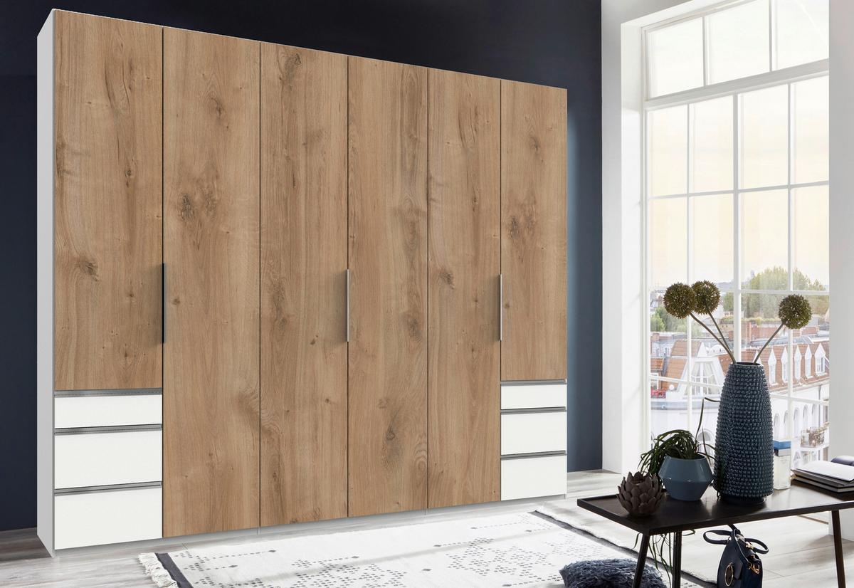 Drehtürenschrank Level 36  A Eiche/weiß Dekor, B: 300cm - Plankeneiche/Weiß, MODERN, Holzwerkstoff (300/236/58cm) - MID.YOU