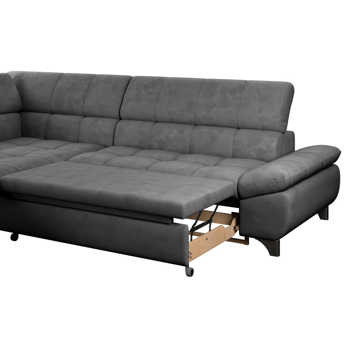 Ecksofa Gemini Dunkelgrau, B: 234cm - Chromfarben/Dunkelgrau, KONVENTIONELL, Textil (234/312cm)