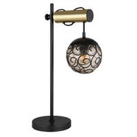 Tischleuchte 15659t - Goldfarben/Schwarz, KONVENTIONELL, Kunststoff/Metall (34/18/55cm) - Globo