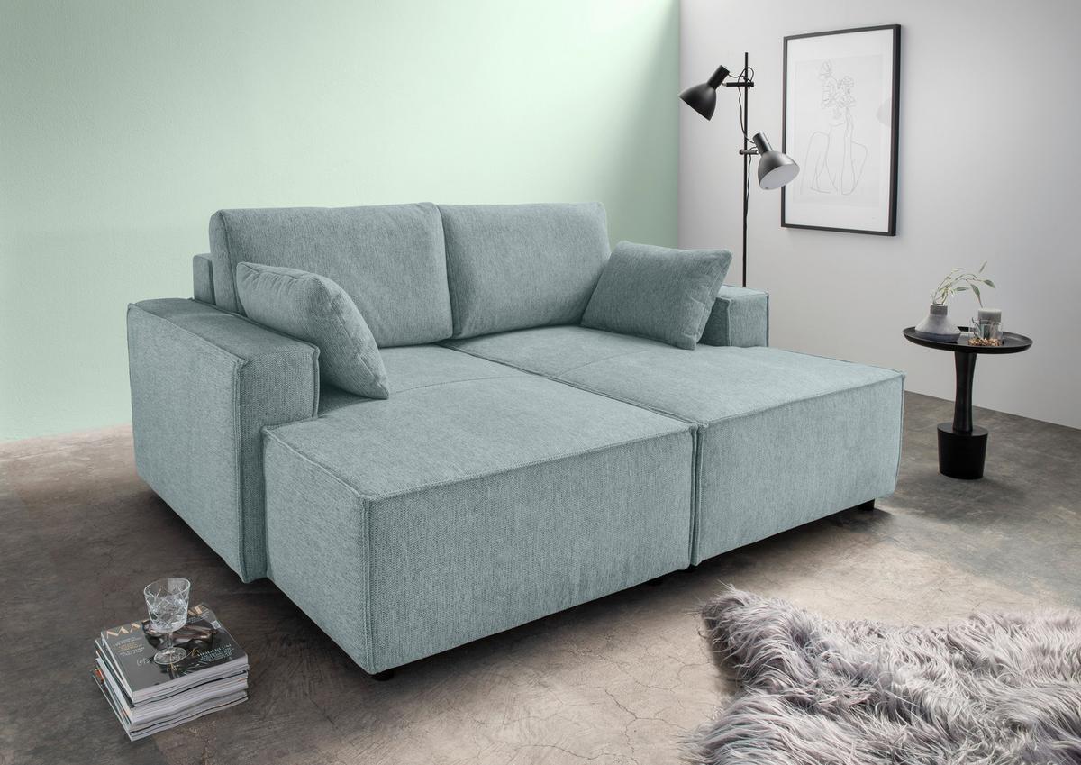 Bigsofa Tramin, Silberfarben B: 188 Cm - Mintgrau/Schwarz, MODERN, Textil (188/86/154cm) - Livetastic