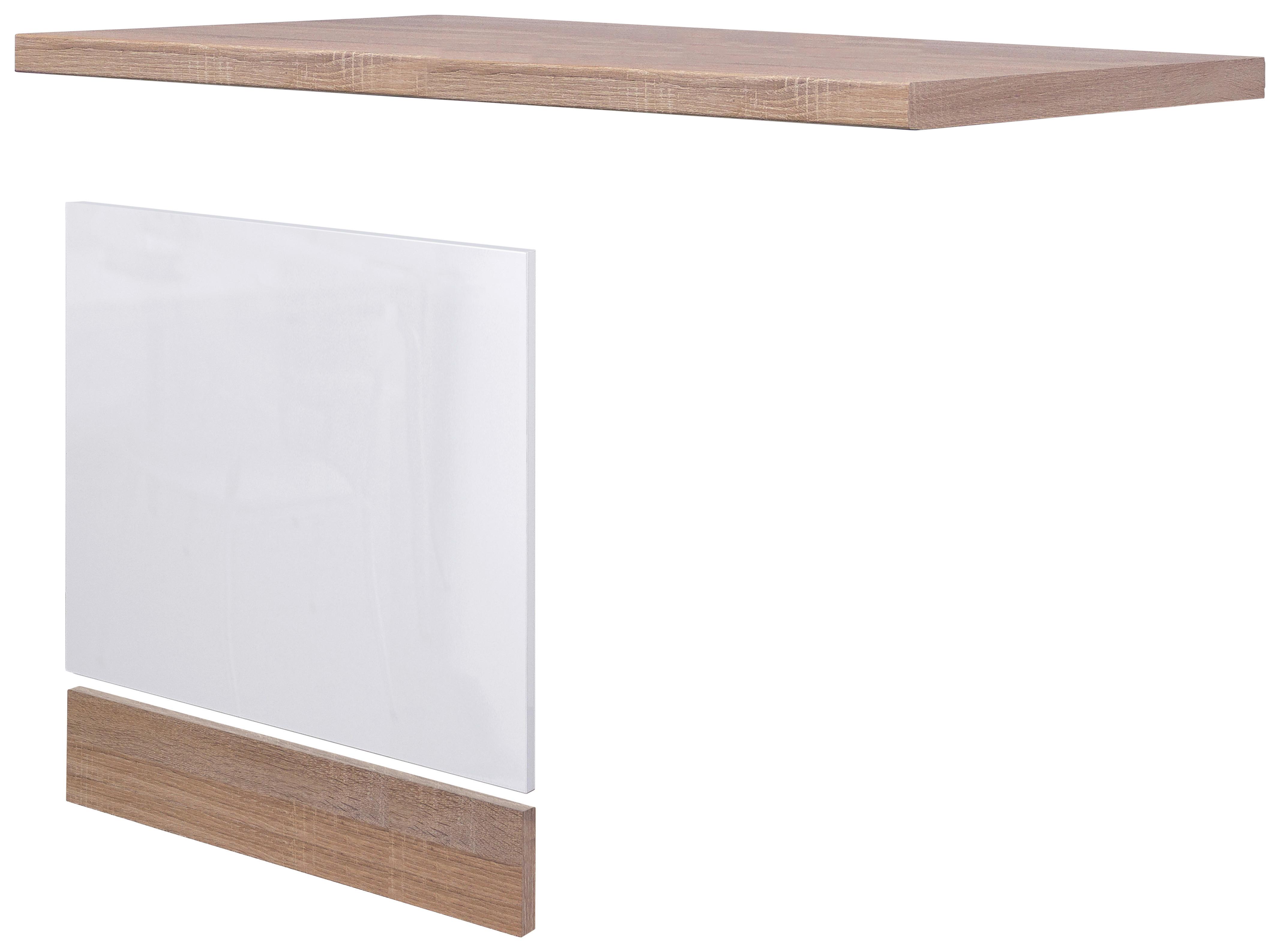 Geschirrspülerfront Valero Gsp-Paket Ti 60 - Weiß Hochglanz/Sonoma Eiche, MODERN, Holzwerkstoff (110/86/60cm) - FlexWell