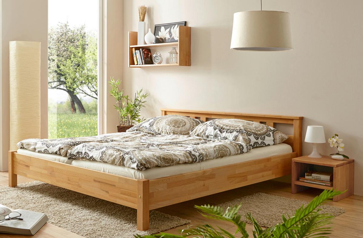 Doppelbett Echtholz Massiv 140x200 Merci, Buche - Buchefarben, KONVENTIONELL, Holz (140/200cm) - MID.YOU