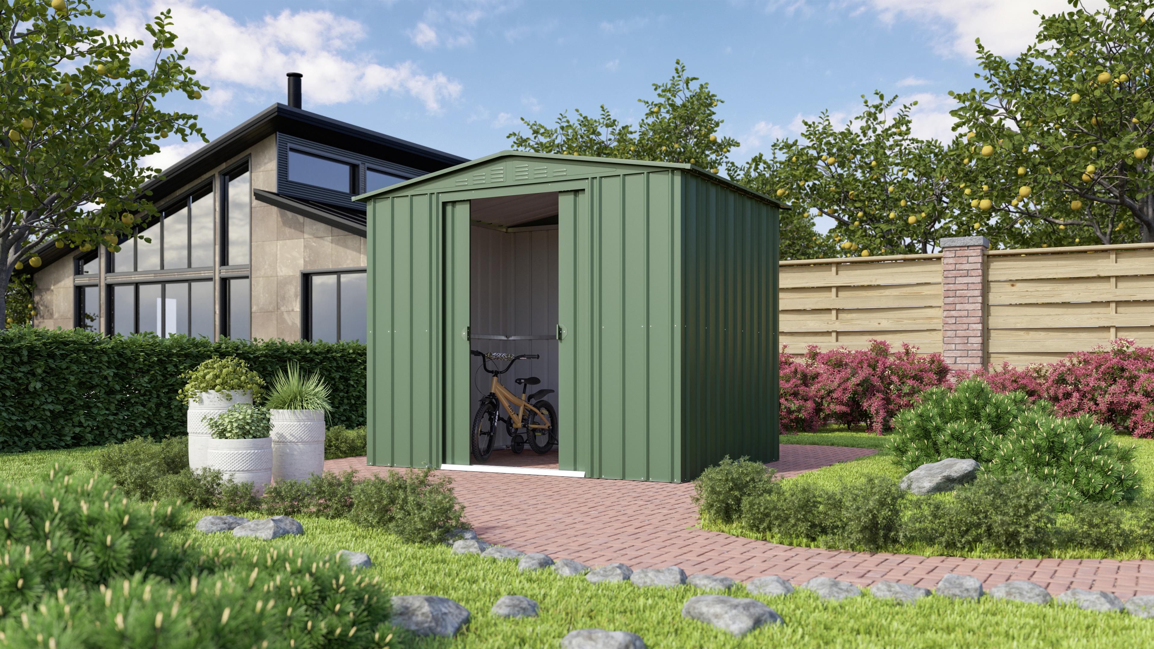 Gerätehaus ohne Boden 245x198x185 - Dunkelgrün, Basics, Metall (245/198/185cm)
