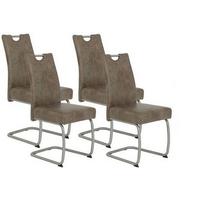 Schwingstuhl Sophia S Schlamm Gepolstert 4er-Set - Edelstahlfarben/Schlammfarben, MODERN, Textil/Metall (43/99/58cm) - MID.YOU
