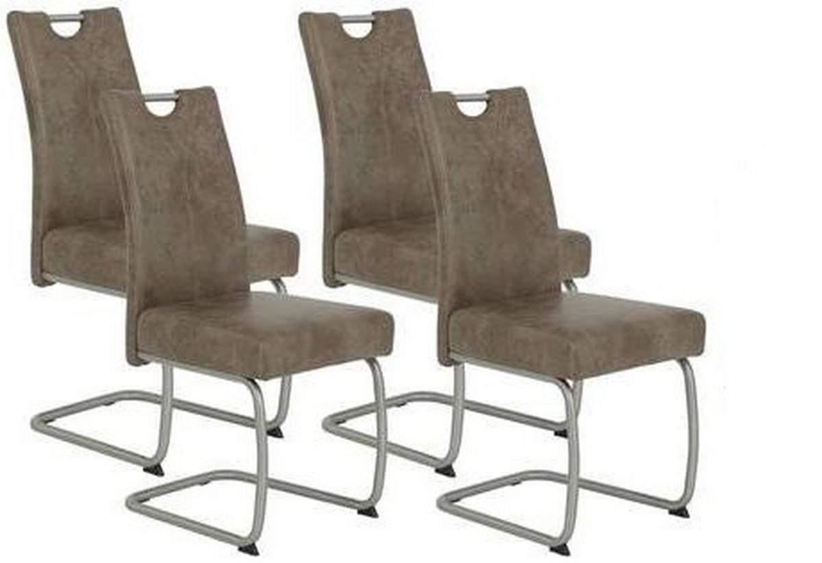 Schwingstuhl Sophia S Schlamm Gepolstert 4er-Set - Edelstahlfarben/Schlammfarben, MODERN, Textil/Metall (43/99/58cm) - MID.YOU