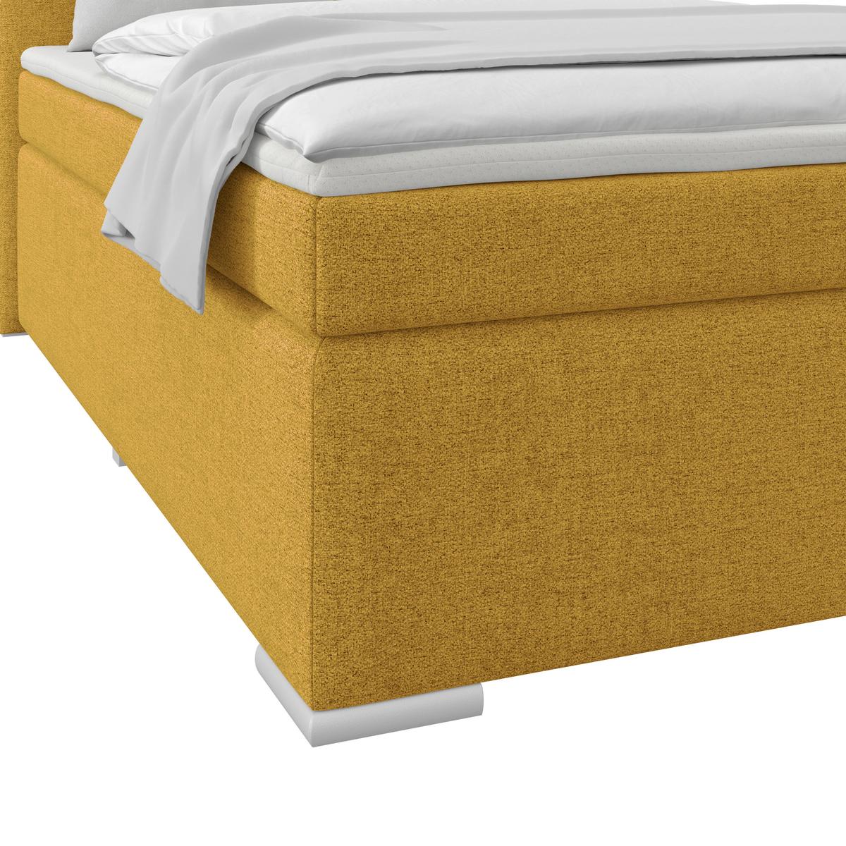 Boxspringbett Mira I Nordic, Lf: 120x200 Cm - Goldfarben/Alufarben, Basics, Textil (120/200cm)