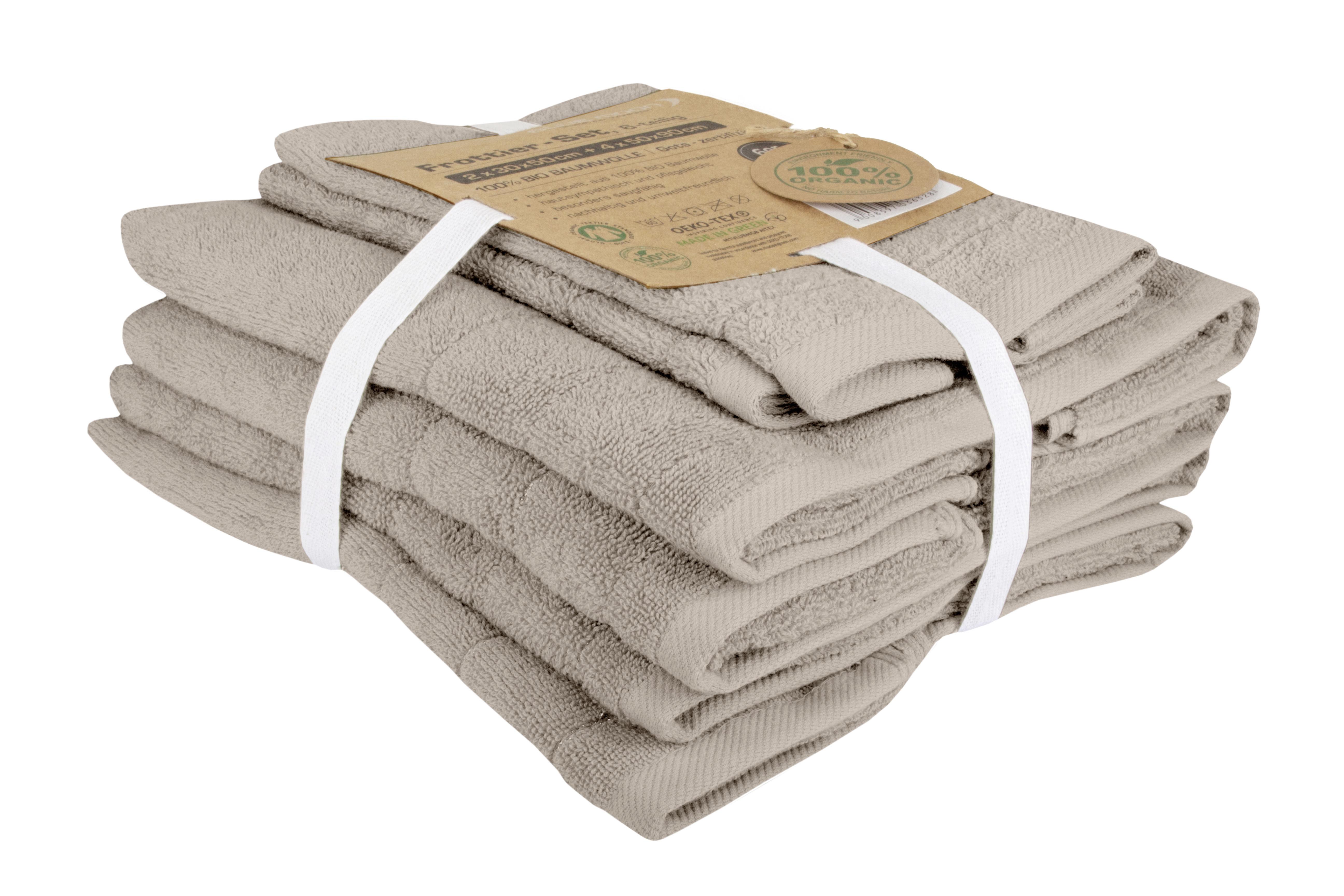 Sada Uterákov Caithana Bio Bavlna, Béžová, 6 Ks - béžová, Moderný, textil (2x30x50/4x50x90cm)