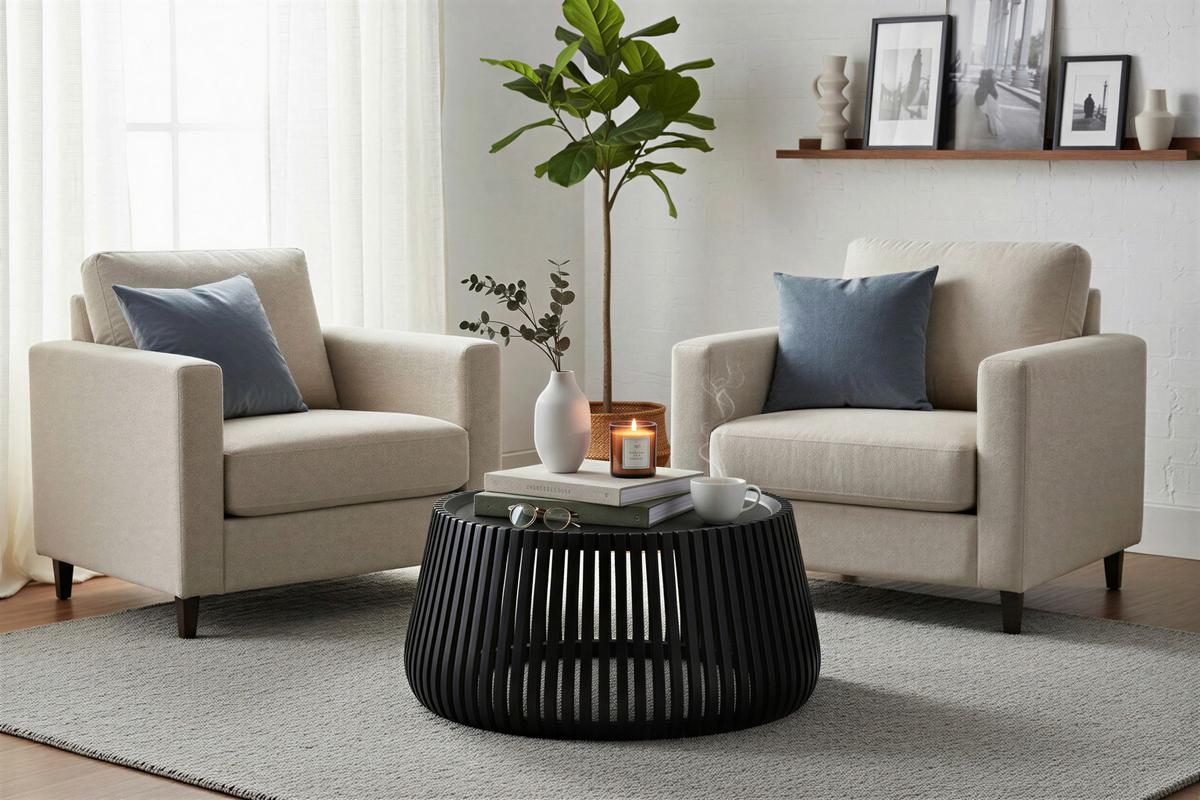 COUCHTISCH Schwarz B: 80 cm - Schwarz, Design, Holz (80/80/36cm) - MID.YOU