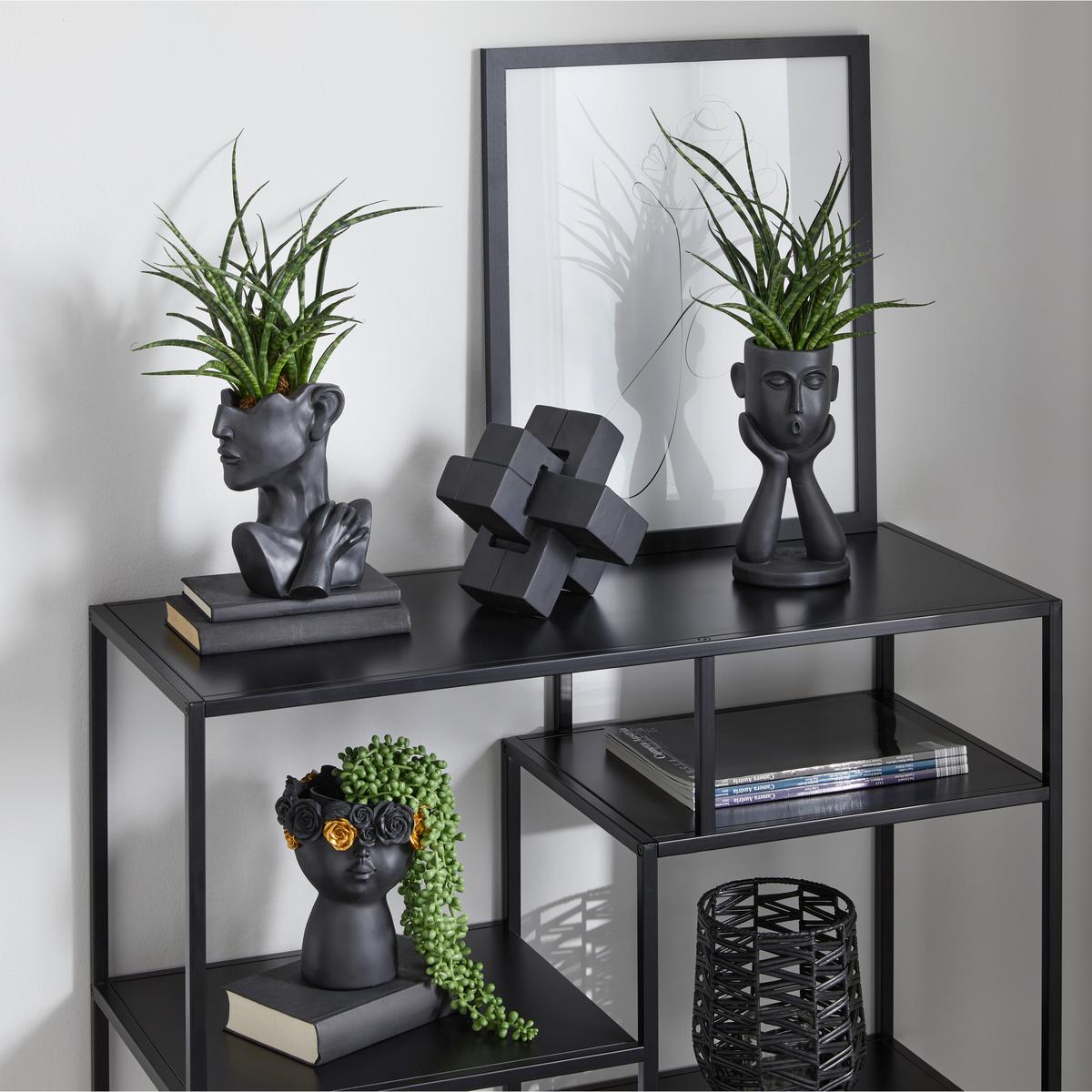 Übertopf Silvana Aus Polyresin In- Und Outdoor, Schwarz - Schwarz, MODERN, Kunststoff (12/11,5/24,5cm) - Luca Bessoni