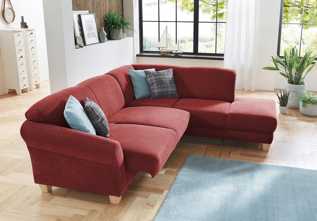 Ecksofa Gotland rot mit Bettkasten, 257x212 cm - Rot/Naturfarben, KONVENTIONELL, Textil (257/212cm) - Sit & More