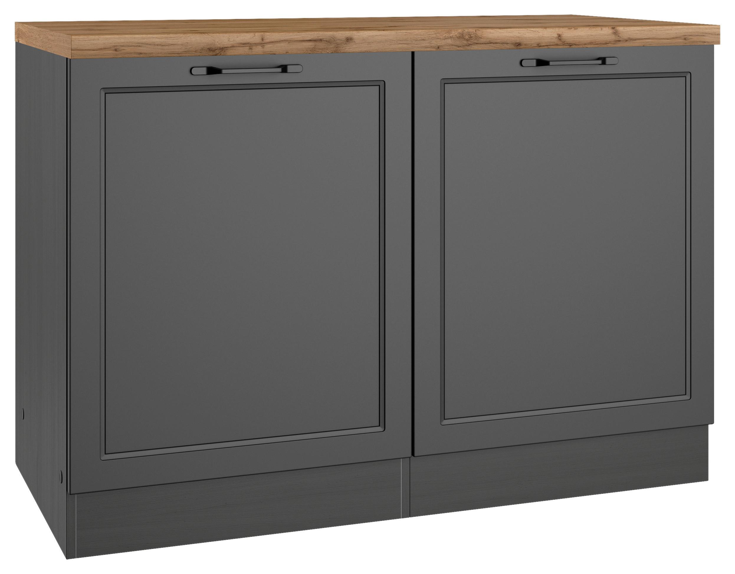 Spülenunterschrank Meran B: 120 cm Grau/Eiche Dekor - Eiche Wotan/Grau, LIFESTYLE, Holzwerkstoff (120/86/60cm) - Held