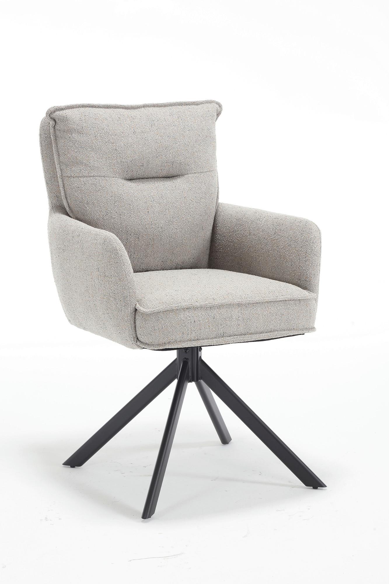 Armlehnstuhl Grau B: 60cm - Schwarz/Grau, MODERN, Textil/Metall (60/93/67cm) - Livetastic