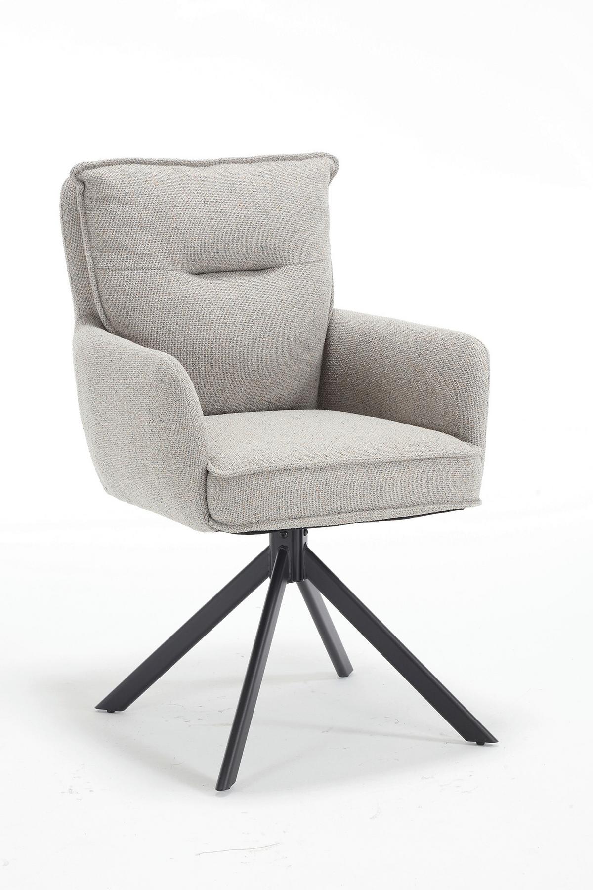 Armlehnstuhl Grau B: 60cm - Schwarz/Grau, MODERN, Textil/Metall (60/93/67cm) - Livetastic