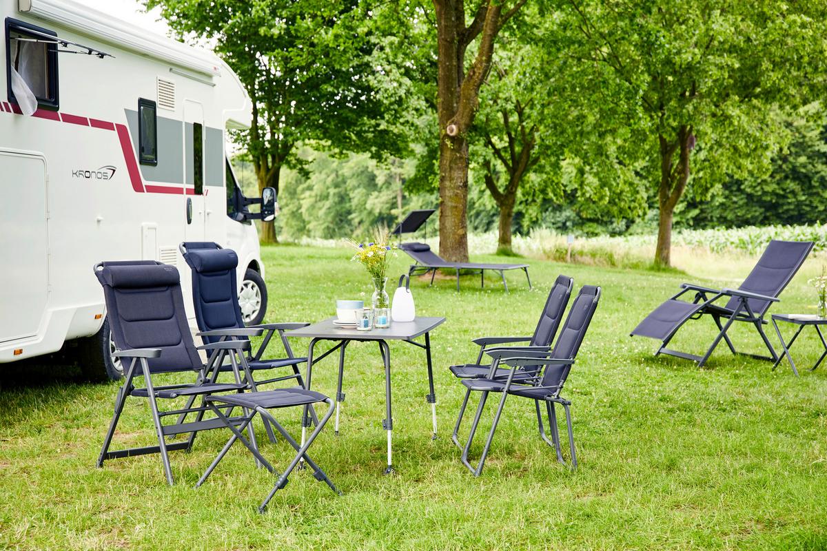 Campingstuhl Klappbar Mit Armlehnen - Anthrazit, KONVENTIONELL, Textil/Metall (61/121/76cm) - Siena Garden