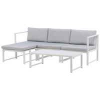 Loungegarnitur Salvador - Weiß/Grau, KONVENTIONELL, Textil/Metall - Gardenson
