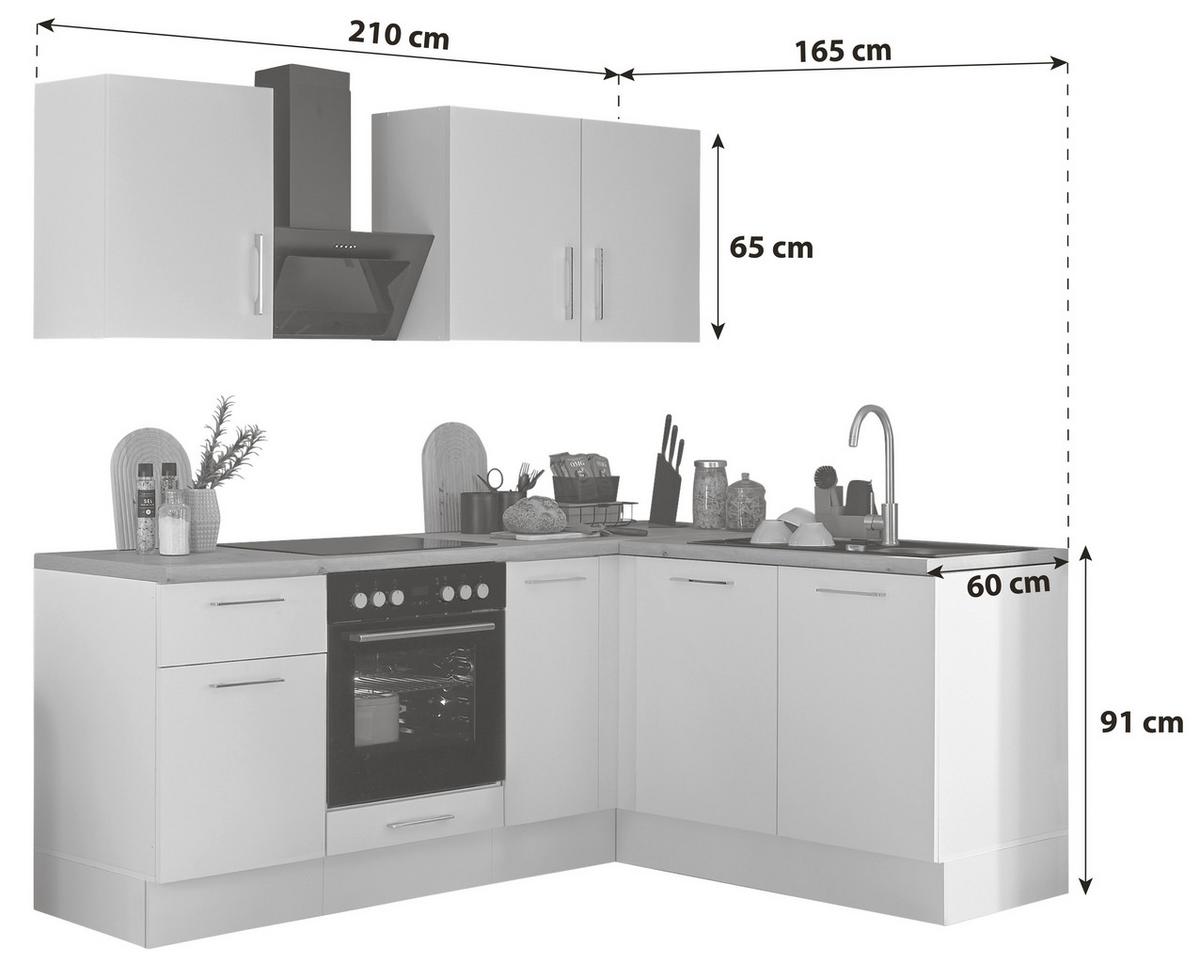 Eckküche Turin 210x165 Cm Schwarz/eiche Artisan Dekor - Schwarz/Eiche Artisan, Basics, Holzwerkstoff (210/165cm) - MID.YOU