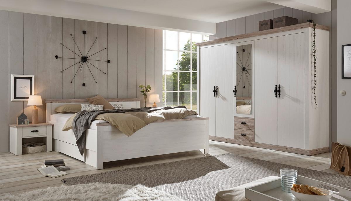 Schlafzimmer Florenz Pinienfarben/Hellbraun 4--Teilig - Hellbraun/Pinienfarben, Design, Holzwerkstoff - MID.YOU