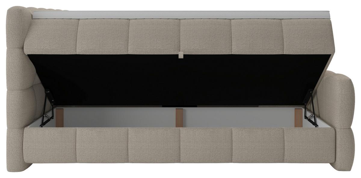 BOXSPRINGBETT inkl. Bettkasten 120x200 - Beige/Schwarz, Trend, Holz/Holzwerkstoff (120/200cm) - Sembella