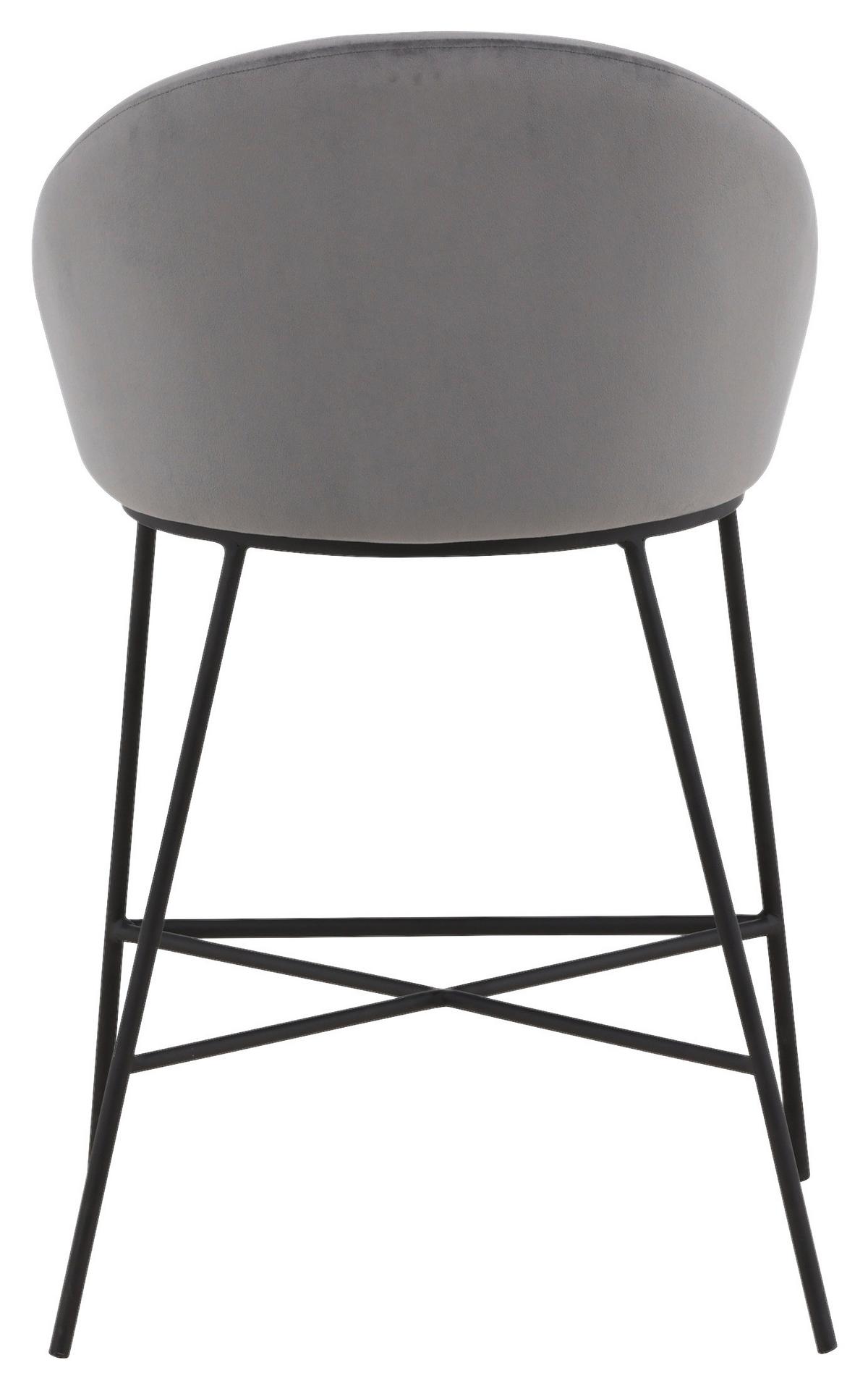 Barhocker Velvet - Dunkelgrau/Schwarz, Design, Textil/Metall (58,5/97/57cm) - Livetastic