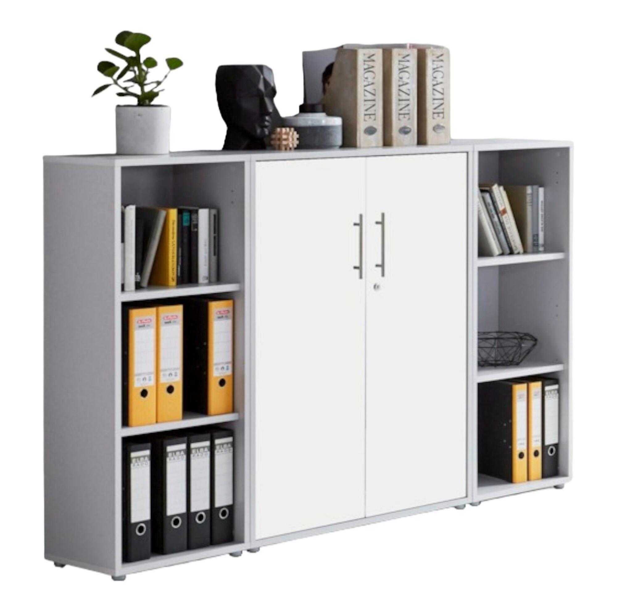 Office Edition B: 173 cm Grau/Weiß - Weiß/Grau, MODERN, Holzwerkstoff (173/114/33cm) - MID.YOU