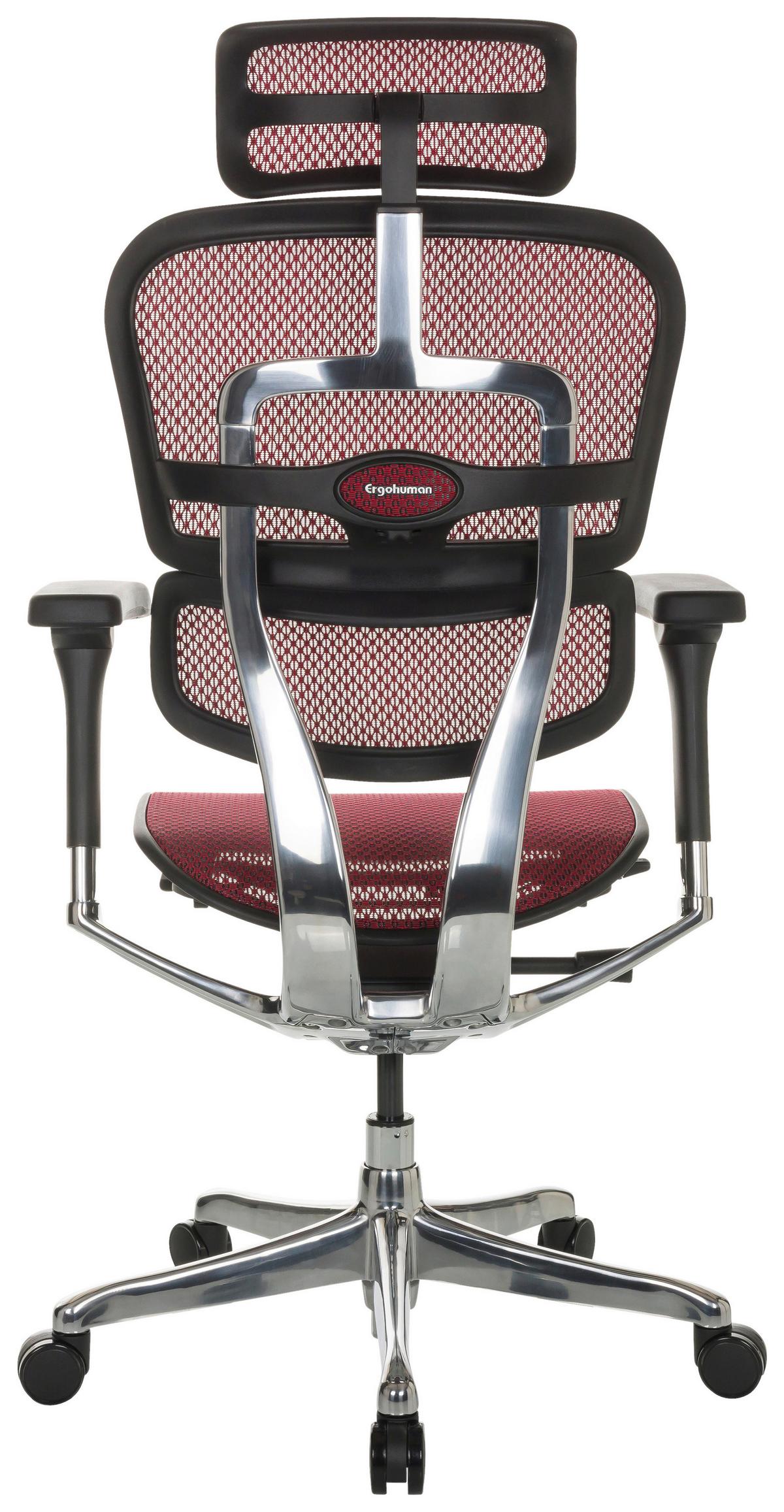 Drehstuhl Ergohuman I - Rot/Silberfarben, Basics, Kunststoff/Textil (69/119-144/65cm) - MID.YOU