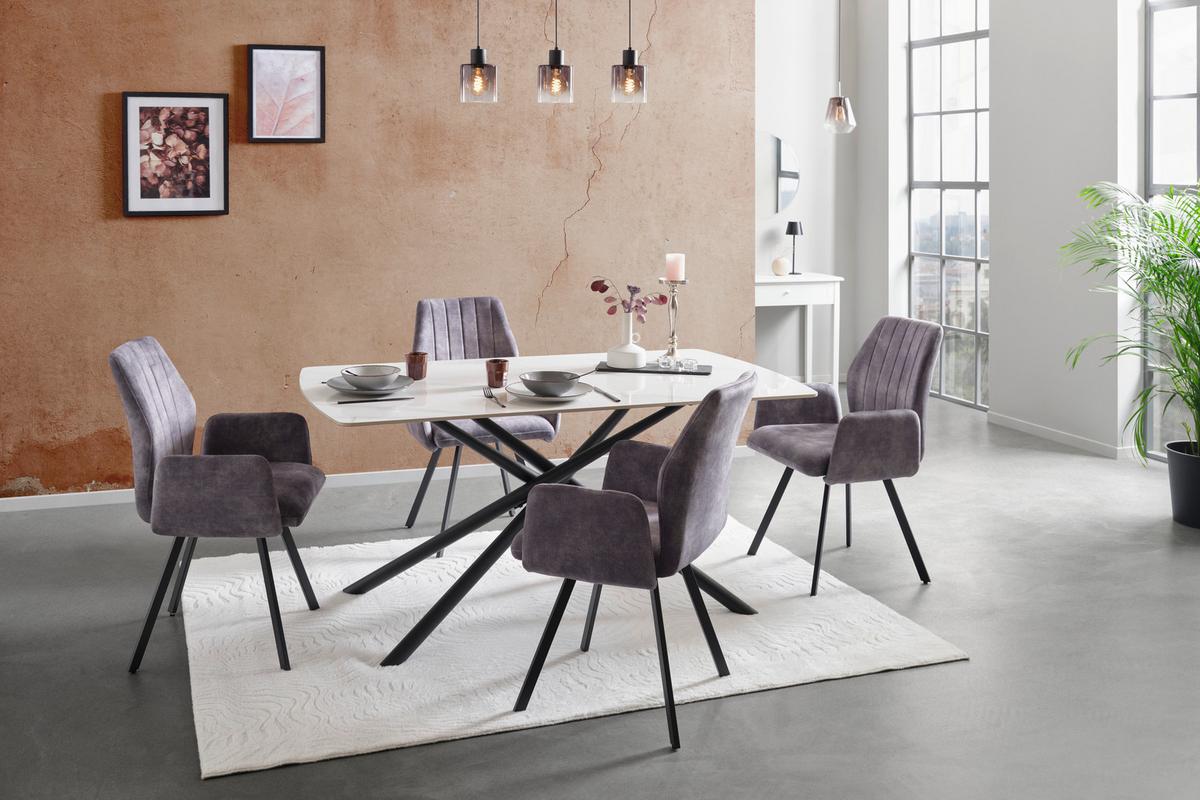 Étkezőasztal Mailand - fekete/fehér, Trend, fém/kerámia (160/75/90cm) - Nedis SmartLife