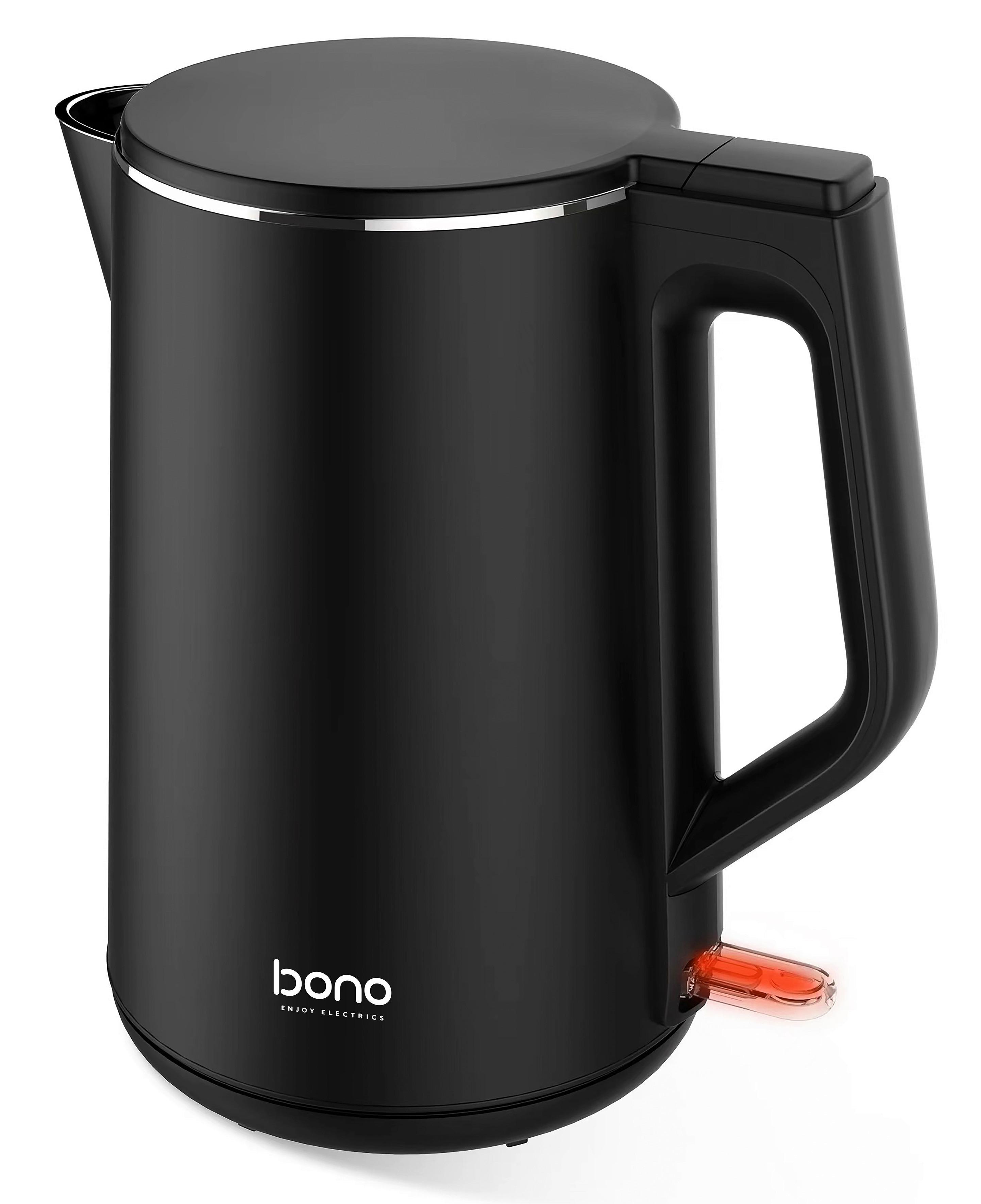 Wasserkocher Marina Schwarz Metall 1,5 L 1850-2200 W - Schwarz, KONVENTIONELL, Kunststoff/Metall (23,05/16/25,1cm) - Bono