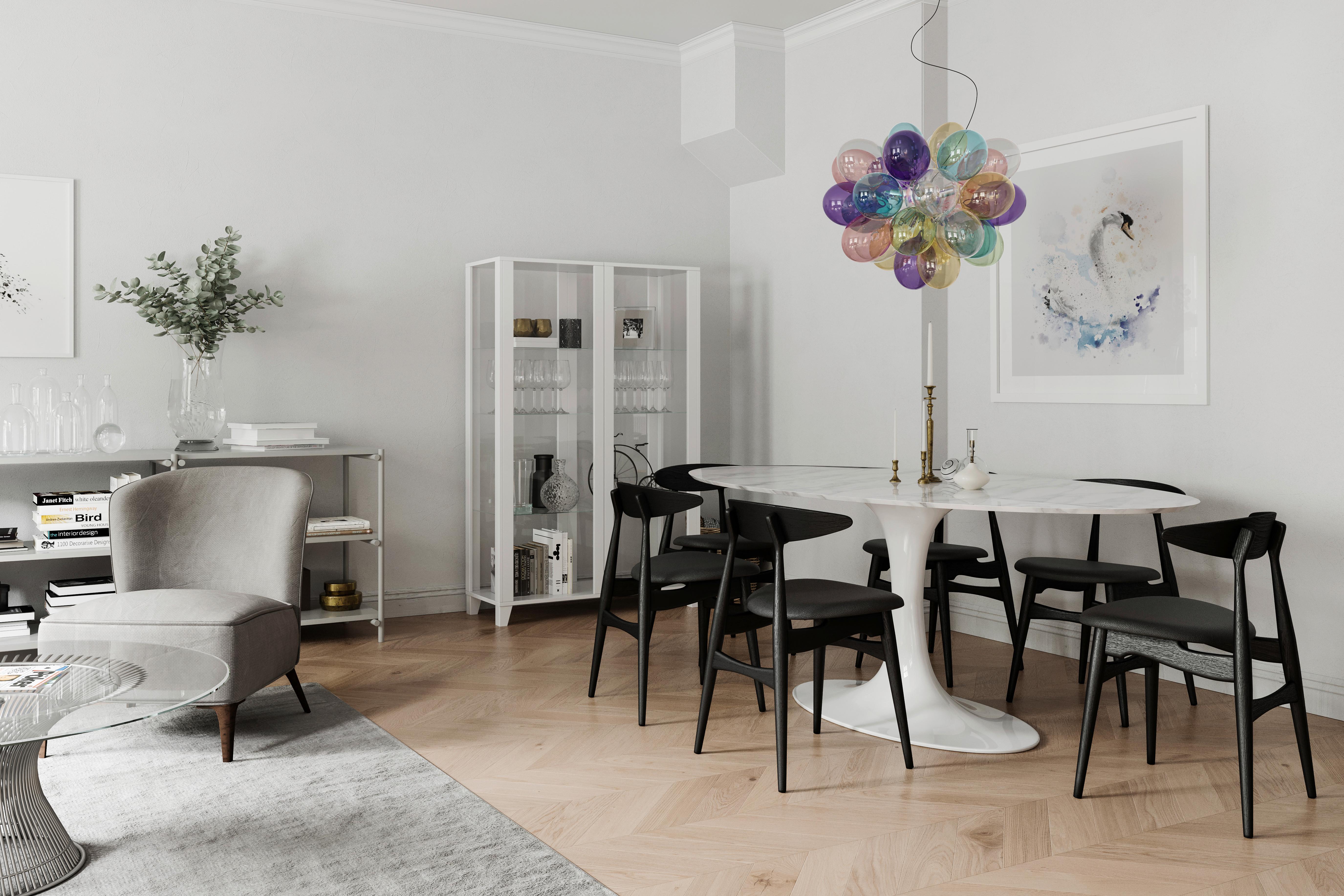 Hängeleuchte Corby H: 45 cm 8-Flammig Aus Buntem Glas - Türkis/Transparent, Design, Glas (50/45cm) - By Rydéns