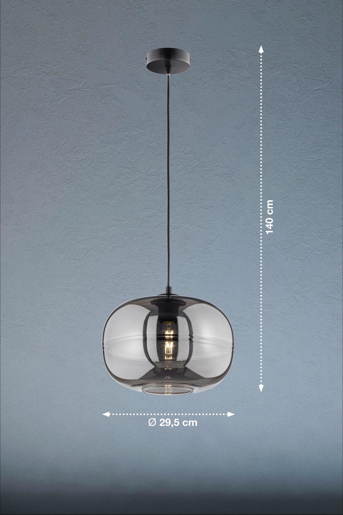 Pendelleuchte 60738 Ink - Schwarz/Grau, Design, Glas/Metall (29,50/140cm) - Fischer & Honsel