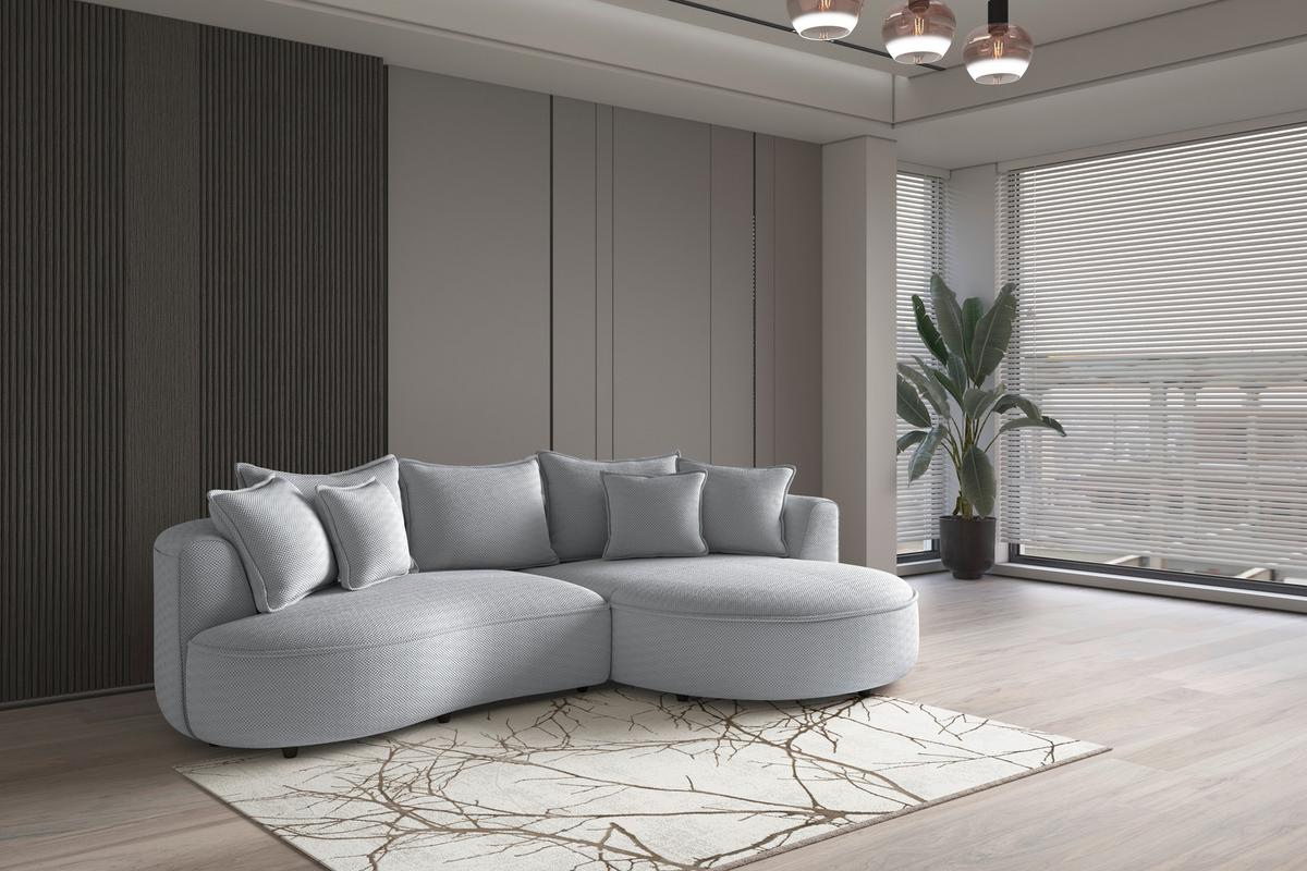 Ecksofa Levi - Grauweiß/Schwarz, MODERN, Textil (287/168cm)