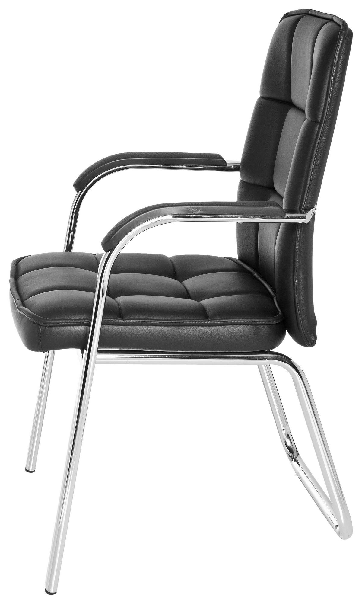 Besucherstuhl Borne Schwarz - Chromfarben/Schwarz, MODERN, Kunststoff/Textil (54/93/44cm) - MID.YOU