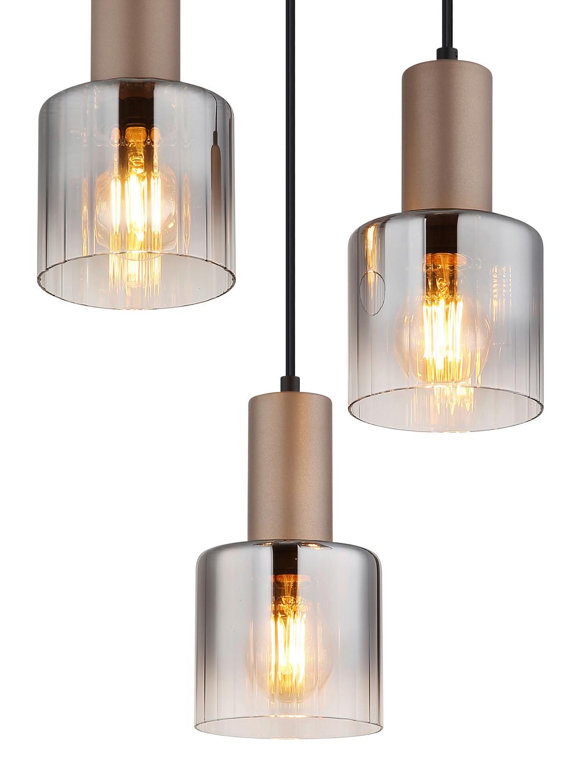 Hängeleuchte Exkl. 3xe27, 40w - Klar/Chromfarben, Design, Glas/Kunststoff (28/150cm) - Globo
