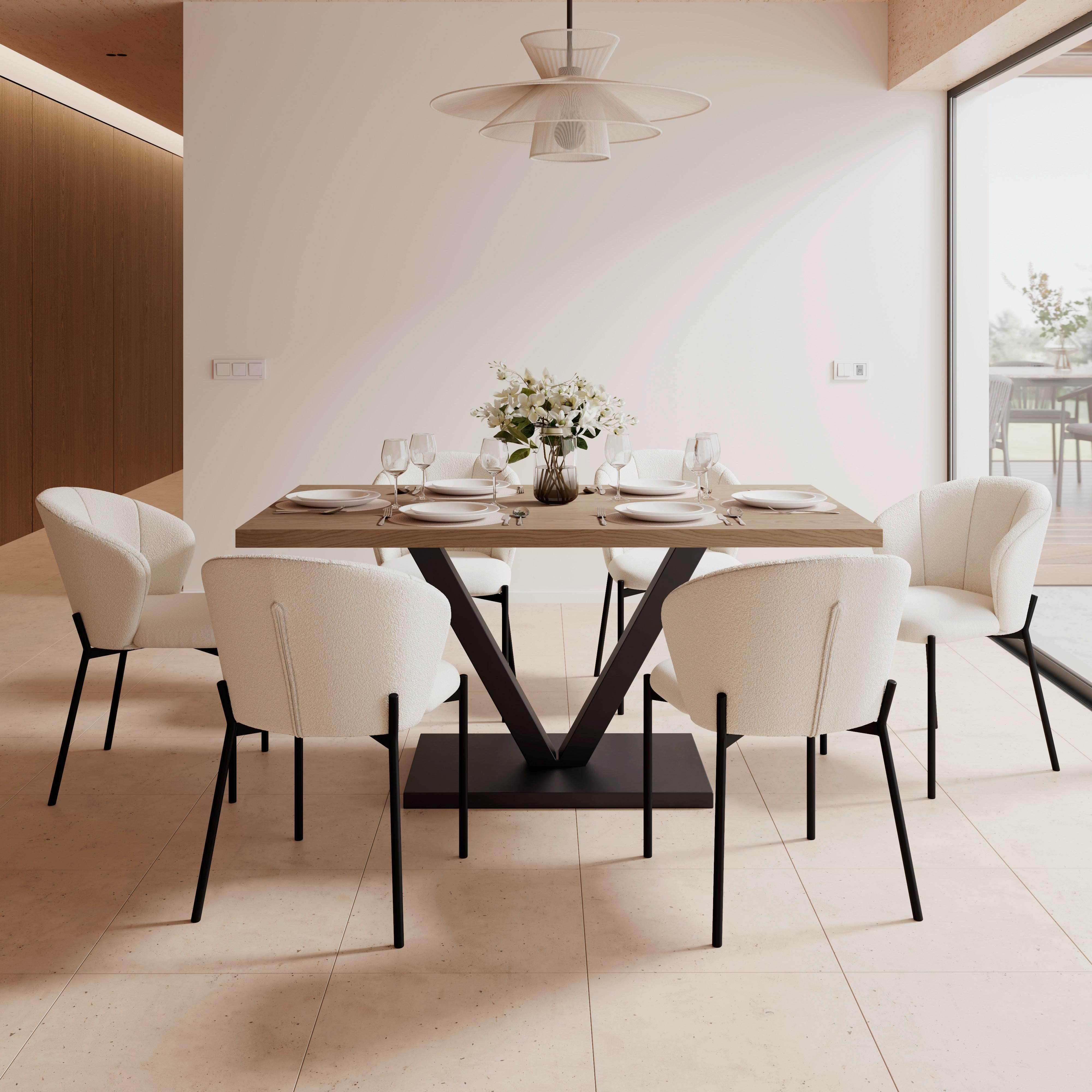 JÍDELNÍ STŮL LOCA - černá/barvy vlašských ořechů, Moderní, kov/dřevo (160/76/90cm) - Bessagi Home