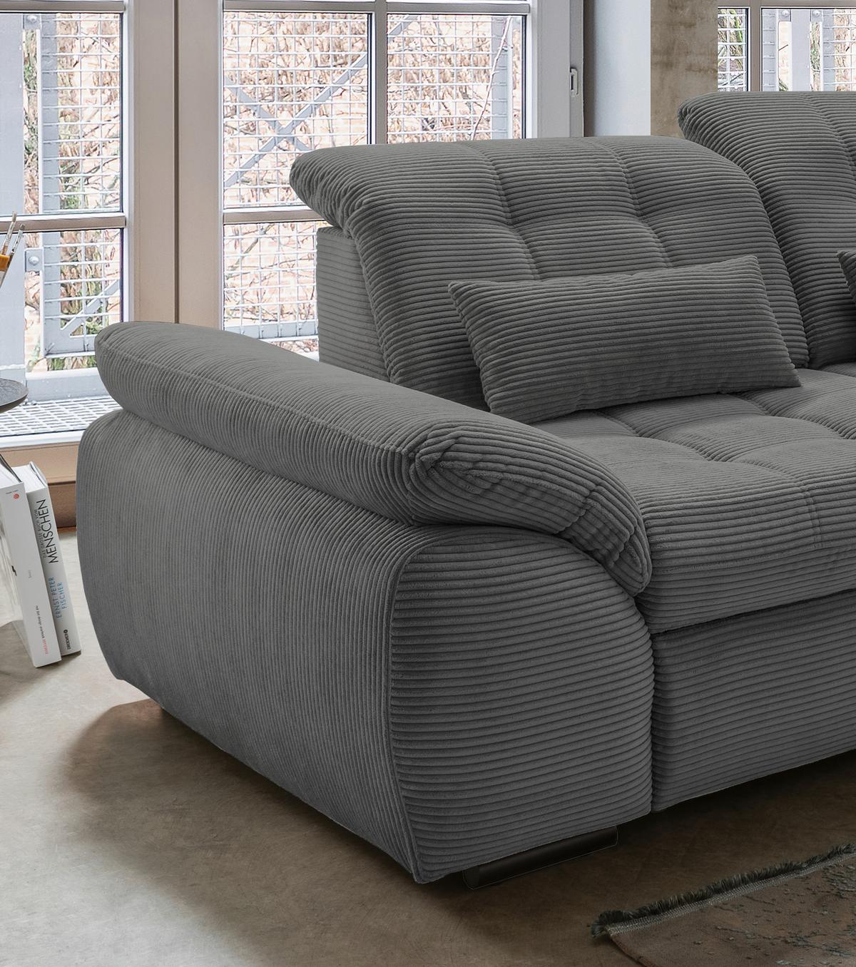 Ecksofa mit Schlaffunktion & Bettkasten Rigatti Grau - Schwarz/Grau, MODERN, Textil (314/184cm) - Livetastic