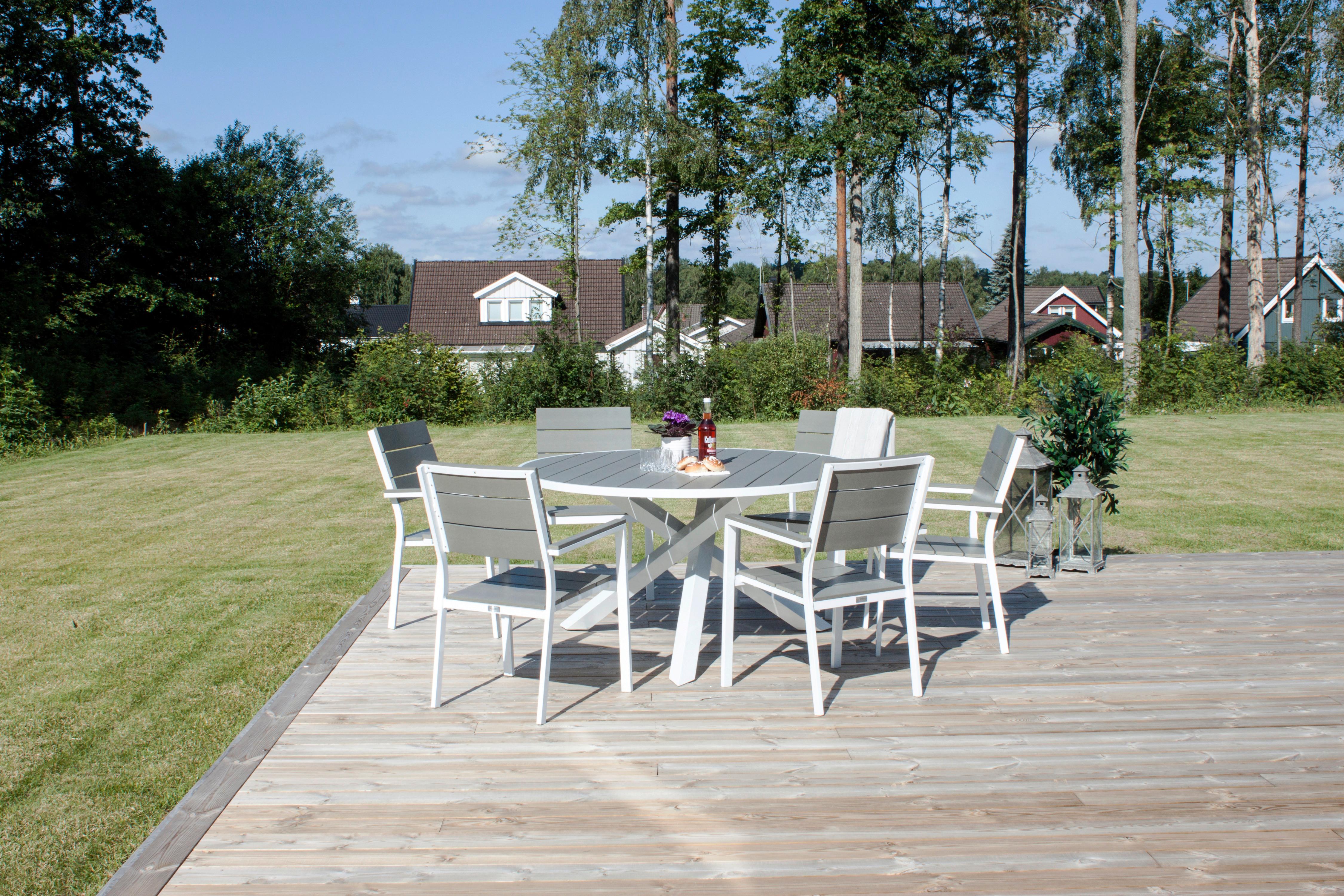 Gartentisch Parma - Weiß/Grau, KONVENTIONELL, Kunststoff/Metall (140/140/73cm) - Gardenson