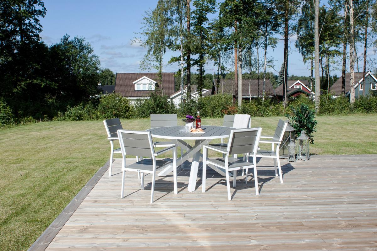 Gartentisch Parma - Weiß/Grau, KONVENTIONELL, Kunststoff/Metall (140/140/73cm) - Gardenson