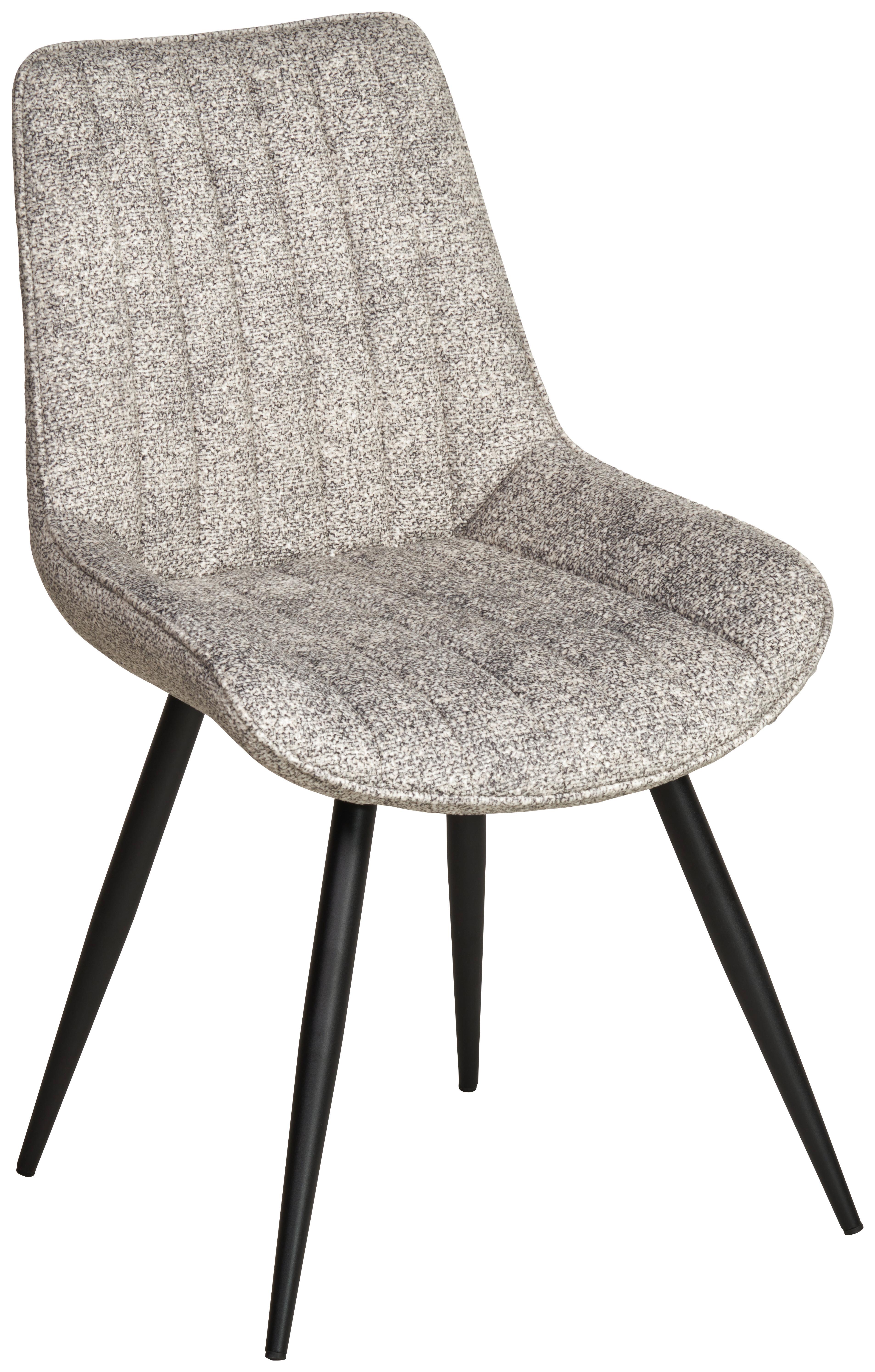 Vierfußstuhl Nikita Leinenoptik Beige, B: 54 cm - Beige/Schwarz, KONVENTIONELL, Holz/Textil (54/88/61,5cm) - MID.YOU