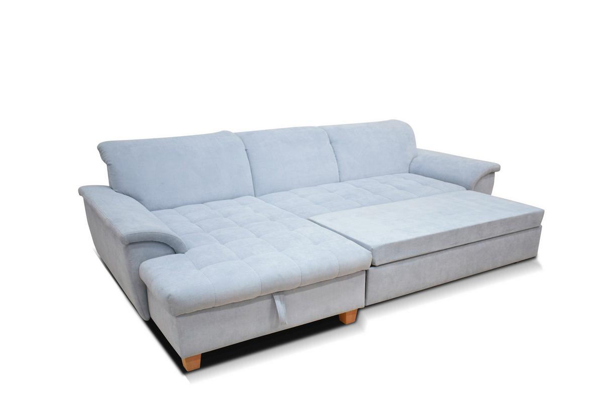 Ecksofa Mit Schlaffunktion & Bettkasten Franzi Pastellblau - Pastellblau/Eichefarben, KONVENTIONELL, Textil (170/279cm) - MID.YOU