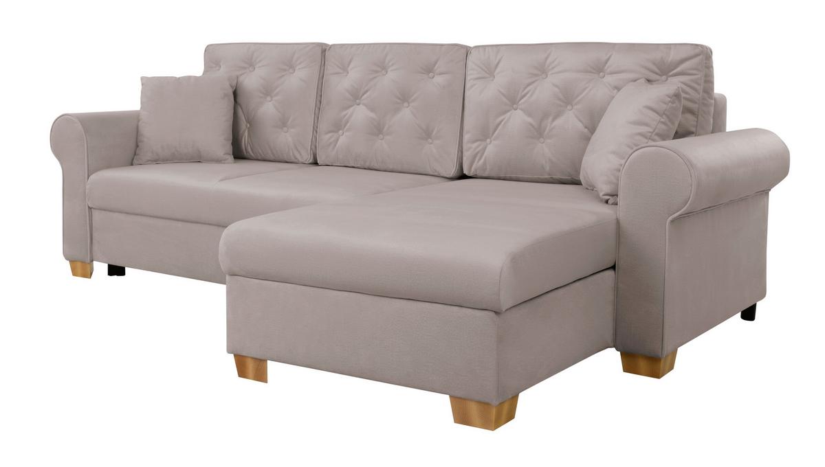 Ecksofa Arles, Taupe 1 S: 266x161 Cm - Taupe/Buchefarben, Design, Textil (266/161cm) - MID.YOU