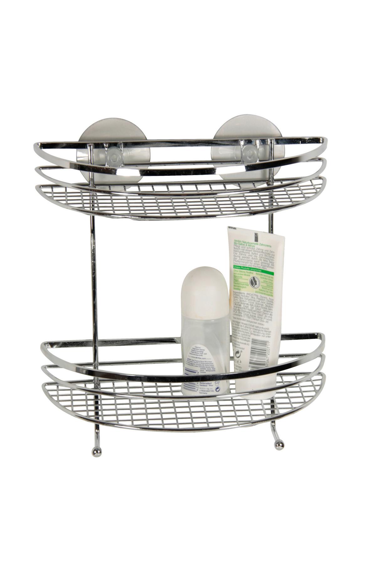 Duschregal 2 Ablagen Rund 24x25cm Milano - Silberfarben, KONVENTIONELL, Metall (24/25/12cm) - Ondega