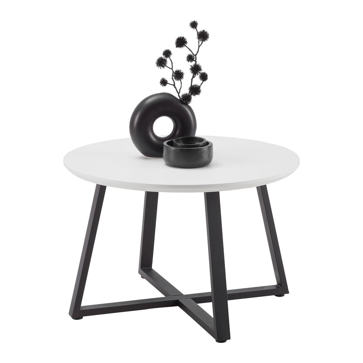 Konferenční stolek BRAVA 70 - bílá/černá, Moderní, kov/kompozitní dřevo (70/45cm) - Mömax